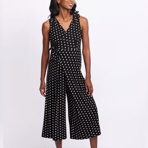 Polka Dot Maternity Sleeveless Jumpsuit - Black